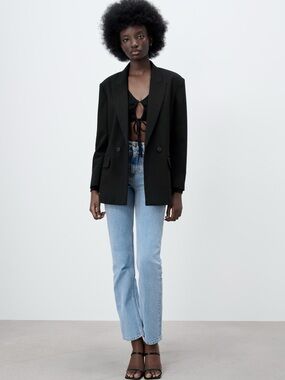 Zara Black Oversized Double Breasted Jacket